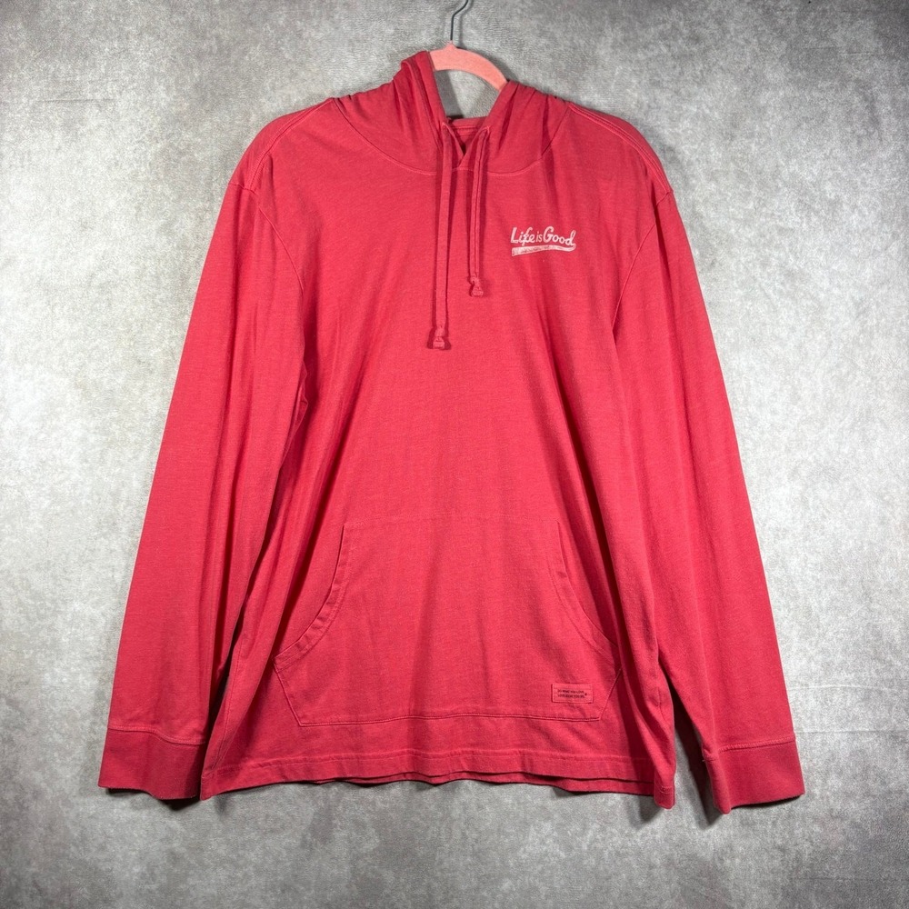 Life‎ Is Good Crusher Tee Shirt Womens Large Red Hoodie Classic Fit Long Sleeves